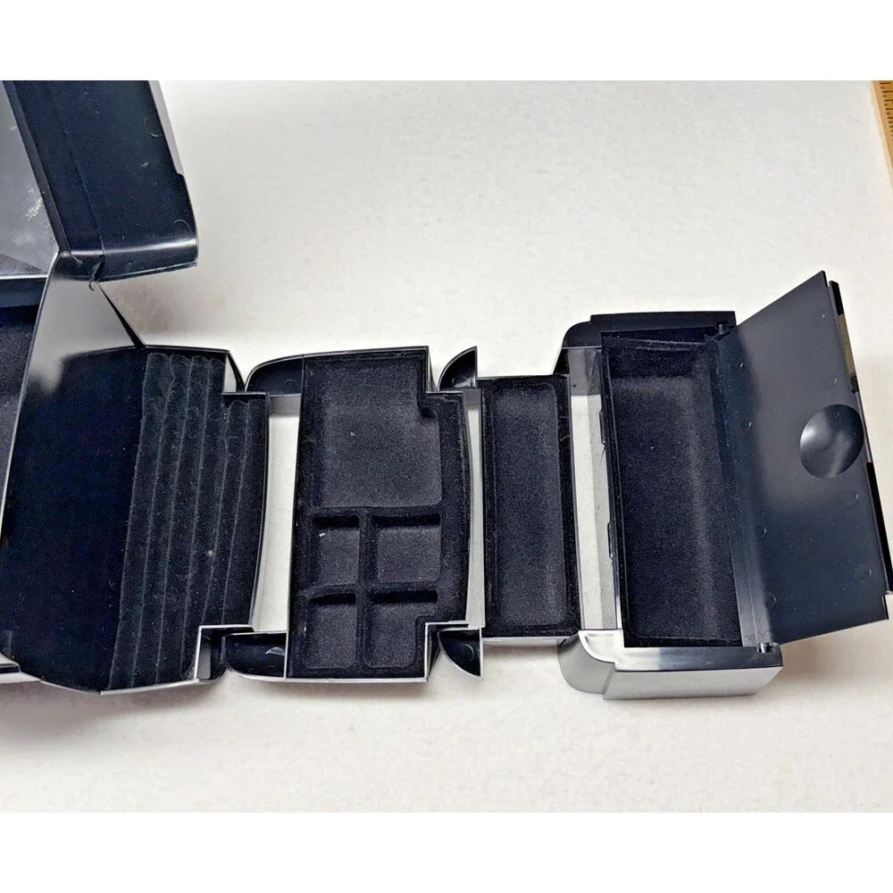 The Jewel Kit Vintage 1980s Black Expandable Fold Out Jewelry Box Mirror Retro
